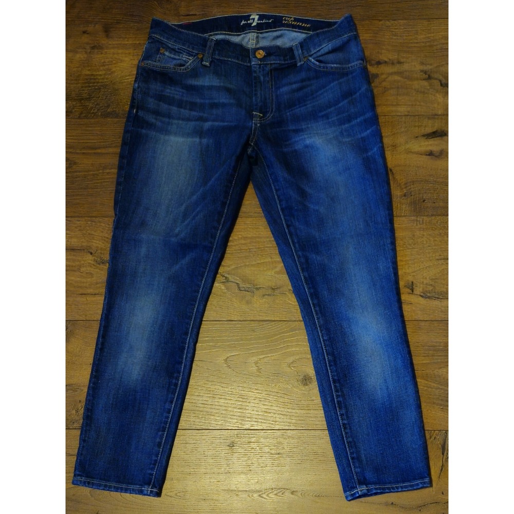 7 for‎ all Mankind Jeans Womens 27 Roxanne Crop Dark Wash Low Rise Denim 29 X 25